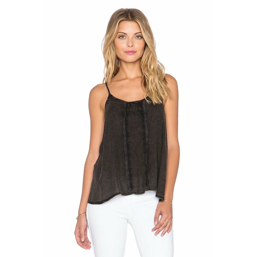 Free People Valerie‎ Lace Cami S Black Open Back Whimsygoth Grunge Fairycore Top